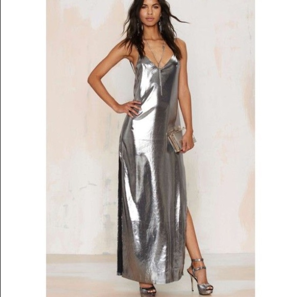 Nasty Gal Metallic Slip Dress